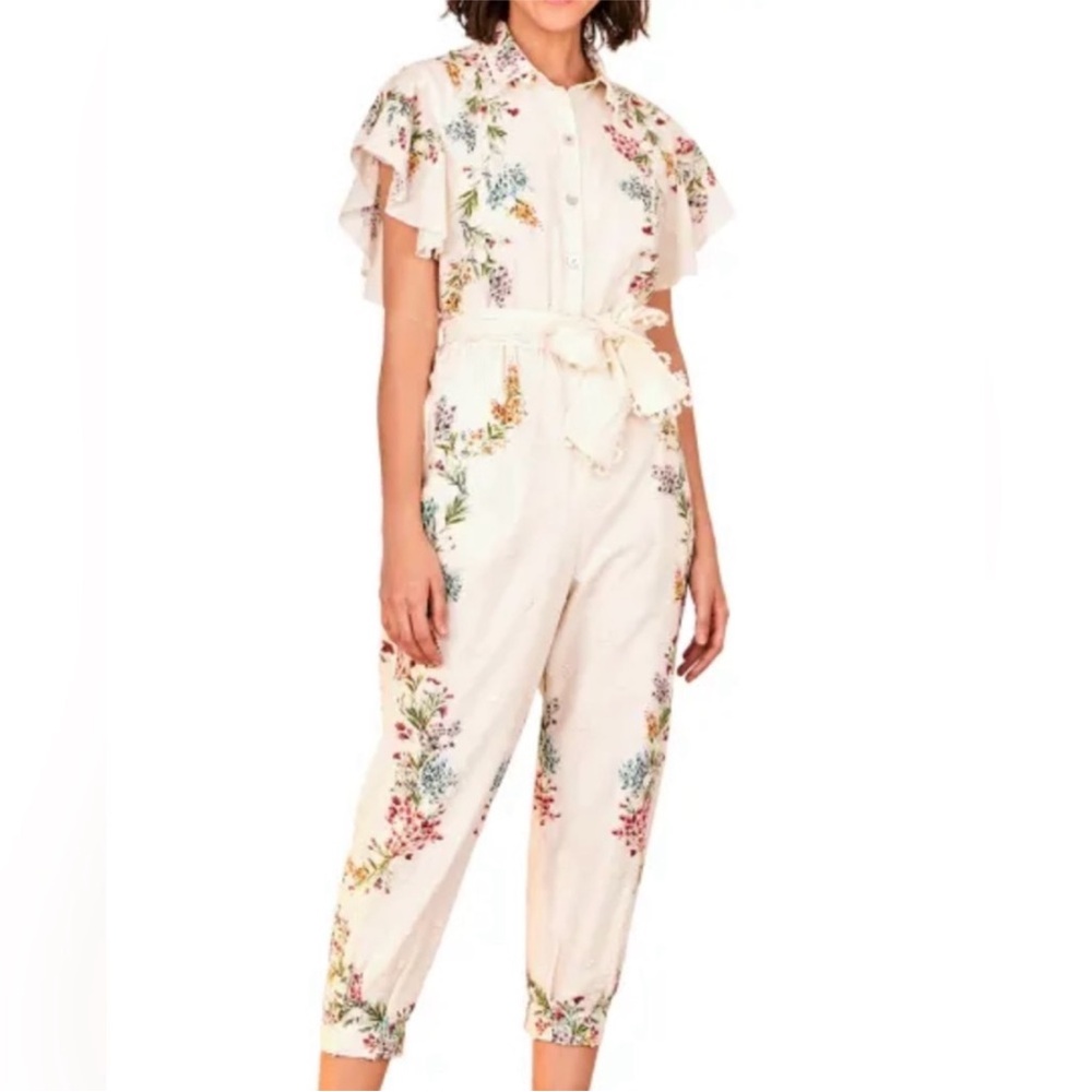 farmrio Louise Floral Frilled Jumpsuit size Medium